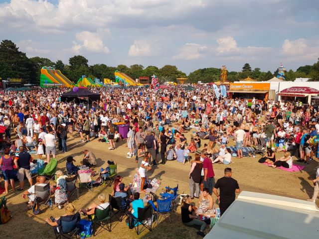 Russell park full of people at the River Festival