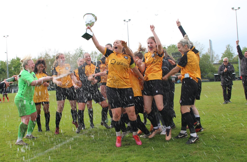 Real Bedford Ladies celebrate a league title