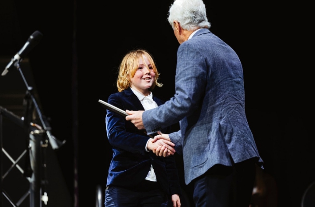 Rory Luddington picking up his special commendation at the Bedford Sports Awards in December 2024