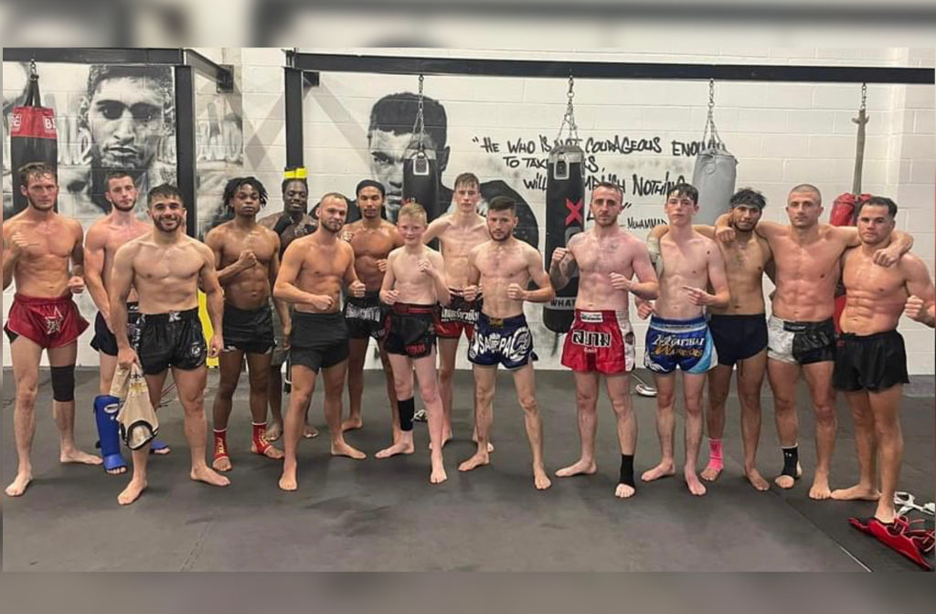 A group of young men taking part in a mixed martial arts class at Samsons Academy.