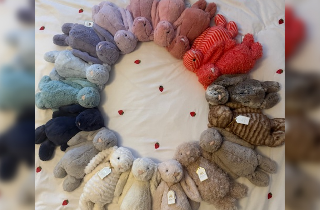A 'bundle' of Bashful Bunnies in a circle in colour order. Image: Hope Roberts