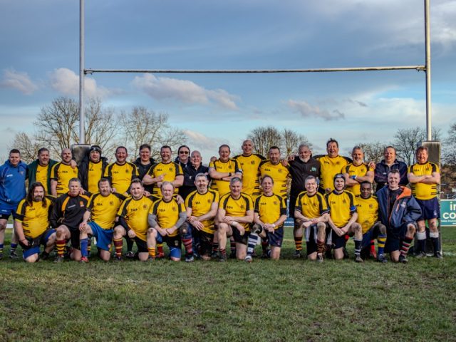 The Bedfordshire Super Vets rugby team at their latest charity match in Hertfordshire