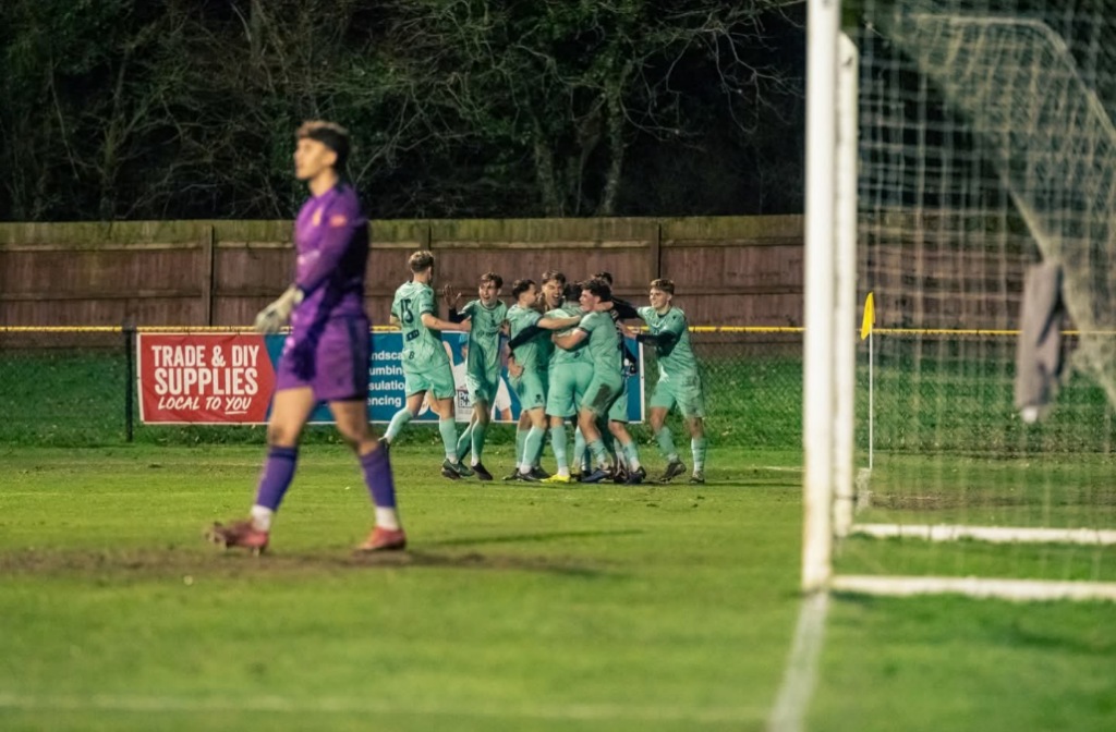 Real Bedford celebrate a winner at Alvechurch